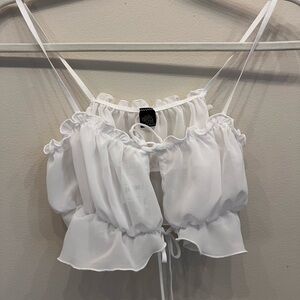 Only Hearts White Ruffle Tie-Front Camisole